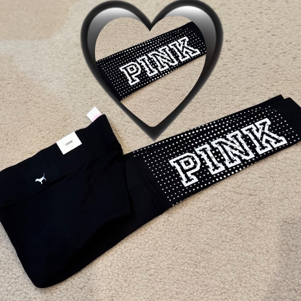 NWT vintage Victoria's Secret PINK Black Leggings XS
